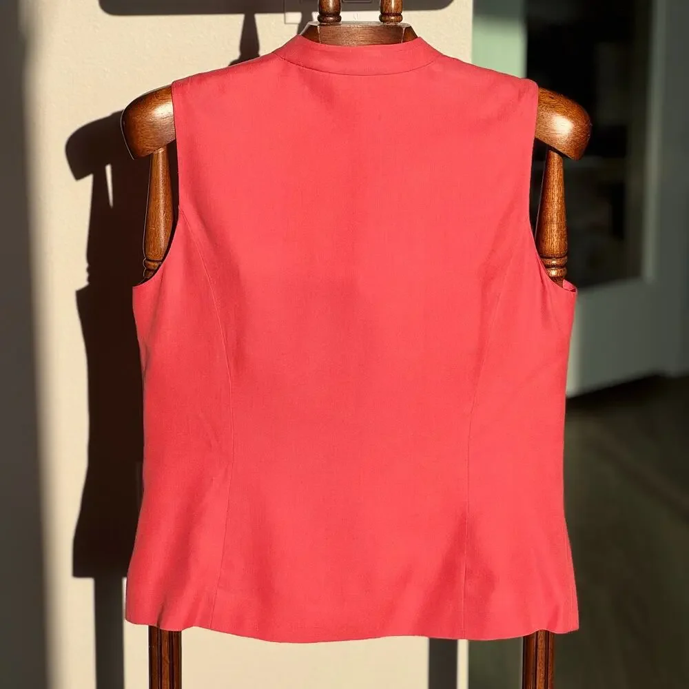 Charter Club 100% Silk Coral Vest Size 12 Old Money Coastal Quiet Luxury Resort